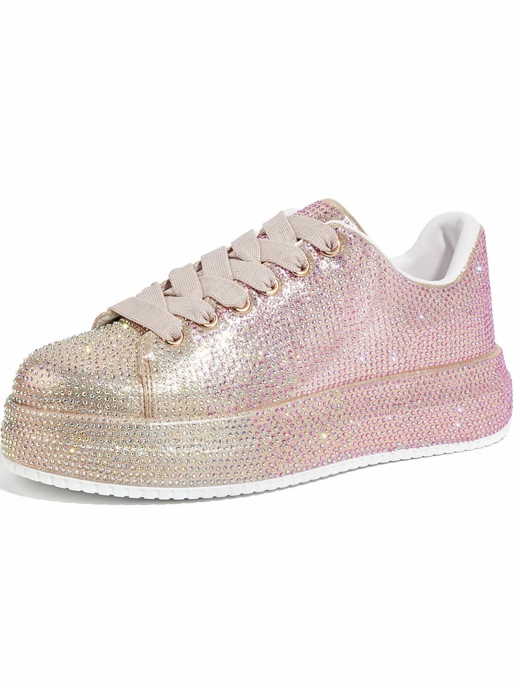 Bedazzled pink rhinestone platform sneakers